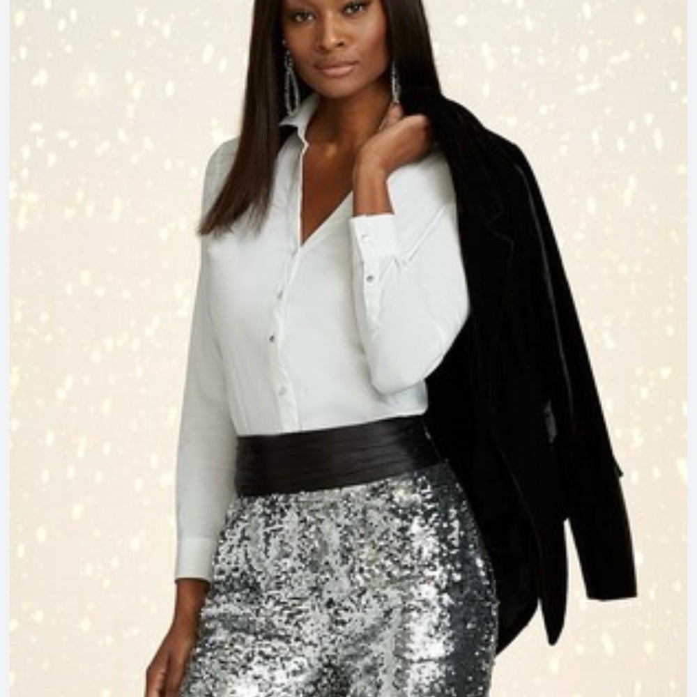 New York & Company Black and Silver Sequin Pants